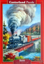 Castorland Train Crossing 200 pc Jigsaw Puzzle Steam Locomotive Passenger - £12.20 GBP