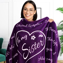 Sister Gifts Throw Blanket 65&quot; X 50&quot; (Purple), Sister Gifts Blanket, Sisters - £35.91 GBP
