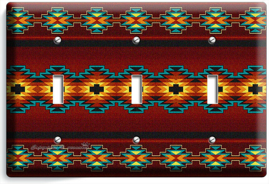 RED LATIN SOUTHWEST WESTERN BLANKET 3 GANG LIGHT SWITCH WALL PLATE ROOM HD DECOR