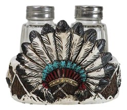 Tribal Indian Chief Headdress Bonnet Roach With Feathers Salt Pepper Sha... - $19.99