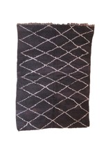 Black Beni Ourain Moroccan rug with geometric design made from natural wool 8.56 - £1,158.15 GBP