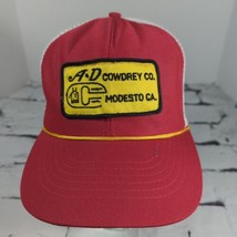 A.D. Cowdrey Modesto Ca Vintage Snapback Trucker Hat Red White Yellow Patch  - £23.25 GBP