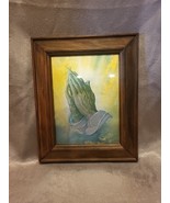 Vintage Praying Hands Metallic Finish Wooden Framed Print 9x11&quot; - $19.30