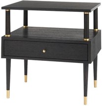 Side Table BUNGALOW 5 GABRIEL Espresso Brushed Brass Accents Brown Oak M... - £1,043.95 GBP