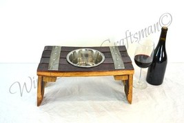 Wine Barrel Elevated Dog Food &amp; Water Bowl Stand - Guigna - Made from ba... - $139.00
