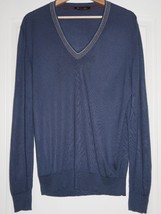 LORO PIANA 100% Cashmere Blue V-Neck Sweater Jumper Pullover Made in Italy - £87.02 GBP