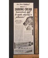 Vintage Print Ad Listerine Shaving Cream No Joke Ephemera 1945 13.5&quot; x 5... - £6.89 GBP