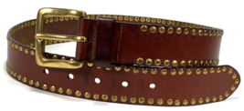 NY&amp;CO Brown Genuine Leather Belt - Brass Studs/Buckle - Made in Italy - ... - $16.50