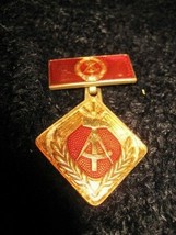 GDR German Democratic Republic Military Pin Emblem Socialist Inscription DDR - £19.65 GBP