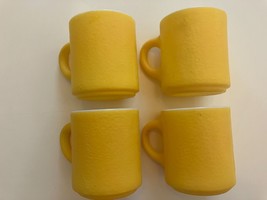 Vintage Hazel Atlas Yellow Lemon Milk Glass Coffee Mug Textured Finish  Set of 4 - £22.38 GBP