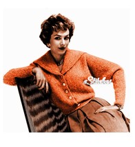 1950s Shawl or Sailor Collar Cardigan Sweater- Knit pattern (PDF 0852) - $3.75