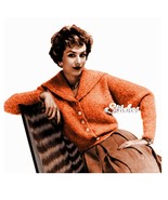 1950s Shawl or Sailor Collar Cardigan Sweater- Knit pattern (PDF 0852) - £2.94 GBP