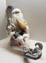 Rachel Zoe Shelf Sitter Santa Claus Elf 28 Inch Silver White Posable Gift - £47.95 GBP