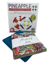 Pineapple Quilt Block Foundation Paper FreeSpirit Charm Pack &amp; 1/2 Yd Fa... - $28.49