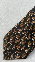 Burbarrys Men’s Silk Necktie Rabbits Pheasants Ducks Squirrels Black Mul... - $24.72