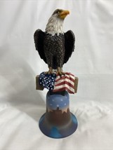 American Patriotic Bald Eagle Perching On Liberty Bell Figurine 9-11 Memorial - £36.81 GBP