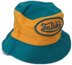 Von Dutch Kids Bucket Hat Teal &amp; Yellow - One Size Unisex - New Without Tags - £15.47 GBP