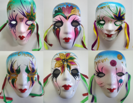 SET OF 6 Mardi Gras Small Mask 5&quot; - Handcrafted New Orleans - £11.18 GBP