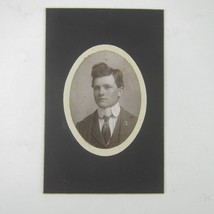 Cabinet Card Photograph Handsome Young Man Portrait Suit &amp; Tie Antique c 1900 - £7.51 GBP