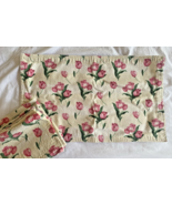 Tulip Floral Flower Placemats Set Lot 4 Pink Beige White Stripe Cloth Fa... - $552.16 MXN