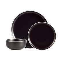 Dinnerware Set 12 Piece 2 Tone Cylinder Black Service for 4 - €64,76 EUR
