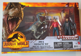 Jurassic World DOMINION Extreme Damage Owen &amp; Velociraptor Blue - £16.61 GBP