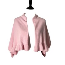 Lilly Pulitzer Tootsie Shrug Sweater Wrap Ruffle Pink Shawl Cotton Cashmere - £39.80 GBP