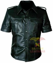 Mens High Quality Hot Genuine Real Black Cow Leather G/10-2 Police Unifo... - $100.16