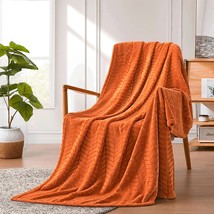 Soft Flannel Fleece Throw Blanket (50 X 70 Inches) Lightweight Fall Burnt Orange - £21.49 GBP