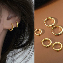 Womens 316L Surgical Steel Round Huggie Hoop Earrings Trendy Jewelry 8-20mm 2Pcs - £7.11 GBP+