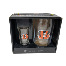 Cincinnati Bengals NFL Memory Company 2pc Drinkware Set 16oz Pint Shot Glass - £23.82 GBP