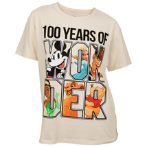 Disney 100 Years of Wonder Junior&#39;s Relaxed Loose Fitting T-Shirt Beige - $26.98