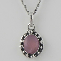 925 Sterling Silver Rose Quartz Handmade Necklace 18&quot; Chain Festive Gift PS-1894 - £26.28 GBP
