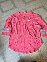 PINK Football jersey Tee 100% Cotton Pink Neon Medium Raglan 3/4 Sleeve - $23.19