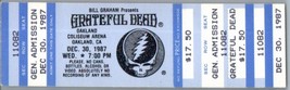 Grateful Dead Mail Away Untorn Ticket Stub Décembre 30 1987 Oakland Cali... - £63.80 GBP