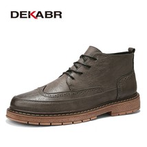 DEKABR Mens Ankle Boots Brock Style Leather Male Footwear Business Work Boots Me - £60.45 GBP