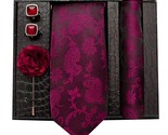 Printed polyester necktie set with pocket square  brooch pin and cufflinks for men thumb155 crop