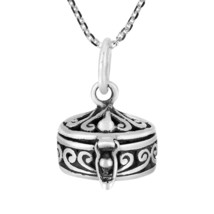 Swirling Filigree Round Prayer Box Locket Pendant Necklace - £26.38 GBP