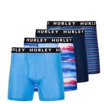 Hurley Boxer Brief Performance Underwear 4Pk Tag Free Large 36-38 Blue C... - £18.68 GBP