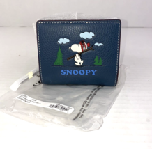 New Coach X Peanuts Snap Wallet CF251 Snoopy Ski Motif Blue Leather W8 - £105.27 GBP