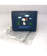 New Coach X Peanuts Snap Wallet CF251 Snoopy Ski Motif Blue Leather W8 - £105.49 GBP