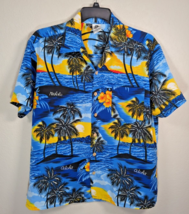 Kennington Hawaiian Shirt Mens L Blue Sunset Palm Trees Short Sleeve - £13.42 GBP