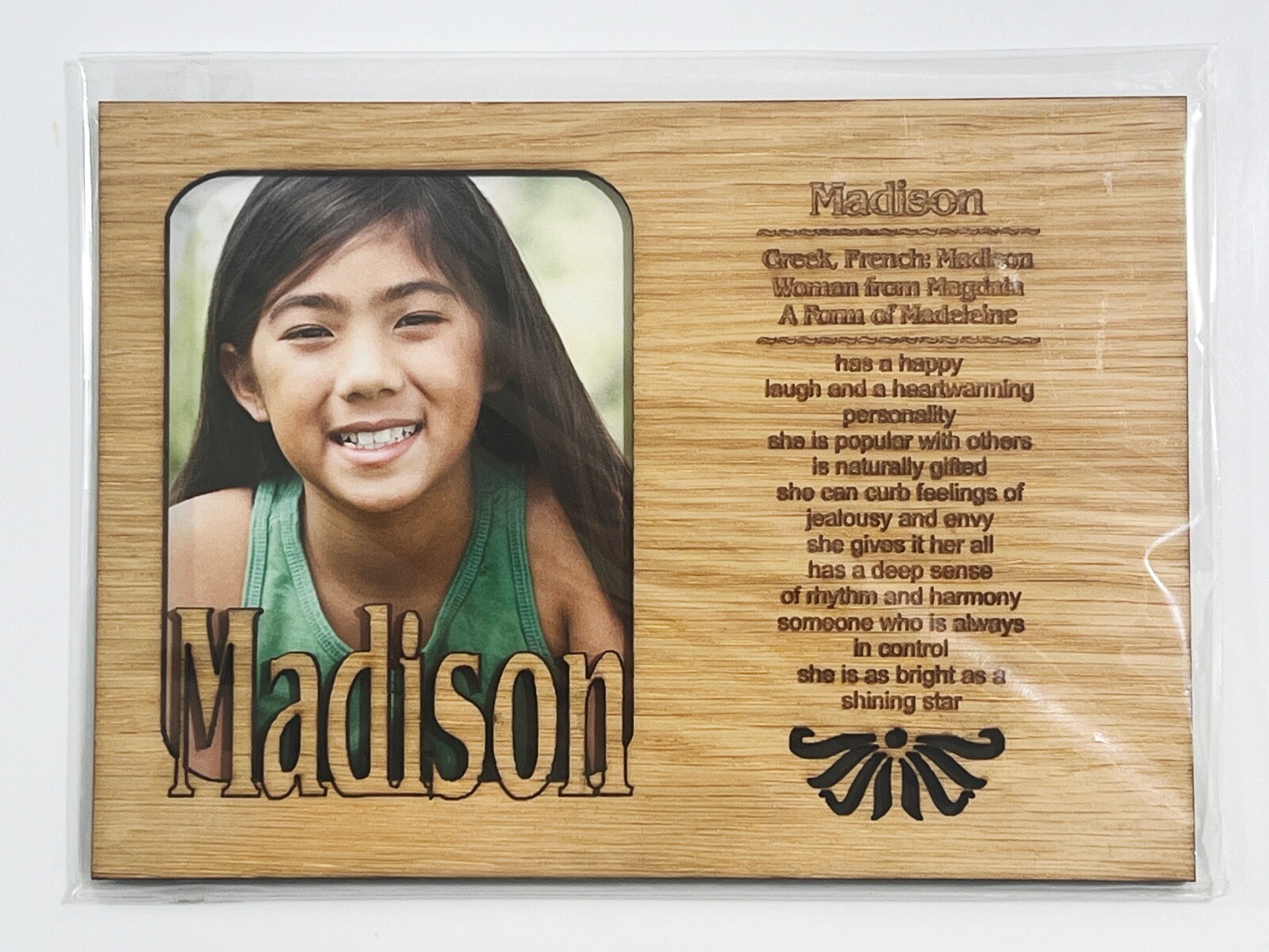 MADISON Personalized Name Profile Laser Engraved Wood Picture Frame Magnet - $9.90