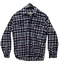 JACHS Men&#39;s Large Tall Shirt Long Sleeve Flannel 100% Cotton Blue Cream &amp; Red - £12.54 GBP