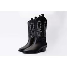 The Togg Black Leather Cowboy Women Boot Final Sale! image 2