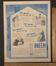 Vintage Print Ad Rheem Water Softener Shampoo Bath Laundry Cook 1940s Ephemera - £9.94 GBP