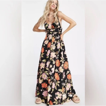 FREE PEOPLE Wisteria Floral Print Maxi Dress | Sz L, Black Multi | NWT $148 - £74.64 GBP