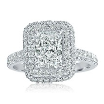 1.61Ct Igi E-VS2 Kunstdiamanten Grown Strahlender Diamant Halo Ring 14k Weißgold - £1,590.00 GBP