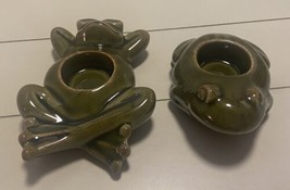 Party Lite 2 Floating Frogs Ceramic Candle Holders P7599 - £17.55 GBP
