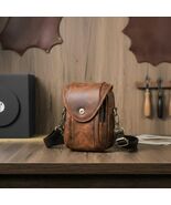 Leather Men's Sling Bag, Vintage Crossbody Waist Bag, Cowhide Casual Tra... - $68.00